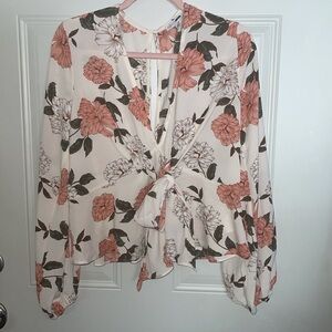 New Fashion Nova floral flowy keyhole  blouse size XL